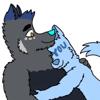 🤗 d72d3b85 YOU волк, объятие, любовь, мультфильм, дружба, фурри telegram sticker