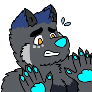 😮 e0242262 Волк, Антро, Фурри, Испуганный, Мультфильм telegram sticker