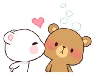 😘 3fcba595 urso, amor, beijo, fofo, desenho animado, coração, amizade whatsapp sticker