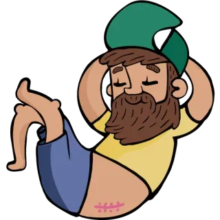 😴 4ab8d9a1 남자, 수염, 흉터, 녹색 헬멧, 휴식, 게으른, 웃긴, 만화 whatsapp sticker