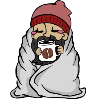 ☕ a38da1d6 커피, 담요, 비니, 겨울, 따뜻한, 추운, 머그컵, 휴식 whatsapp sticker