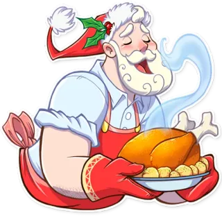 🍖 1f6ad1ee Santa Claus Santa, Christmas, Turkey, Holiday, Food telegram sticker