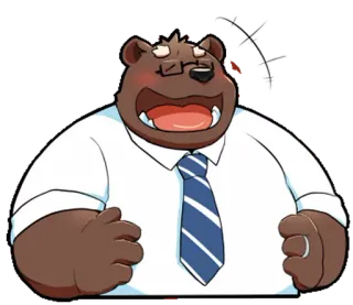 😄 586affd9 곰, 화난, 좌절한, 만화, 회사원, 넥타이, 안경 telegram sticker