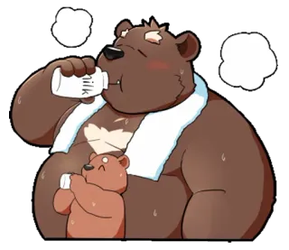 🤗 a37a6af4 MILK 곰, 우유, 만화, 동물, 마시는, 귀여운 telegram sticker
