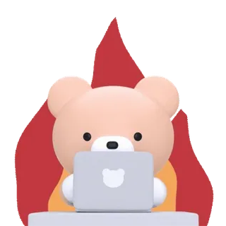 💻 703f5188 クマ, ラップトップ, コンピュータ, 火, 漫画 whatsapp sticker