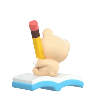 ✍ b133a0b1 クマ, 鉛筆, 本, 漫画, 可愛い, かわいい whatsapp sticker