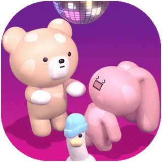 💃 e575eb28 漫画, クマ, ウサギ, アヒル, ディスコボール, ダンス, 可愛い whatsapp sticker