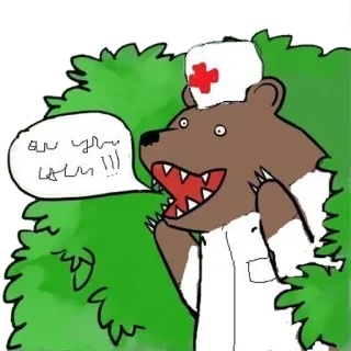 🌳 d7525a55 ARE YOU CALM !!! urso, enfermeira, animal, desenho animado telegram sticker
