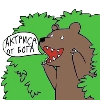 🌳 eaac6f22 АКТРИСА ОТ БОГА urso, animal, engraçado, desenho animado, russo, atriz, humor telegram sticker