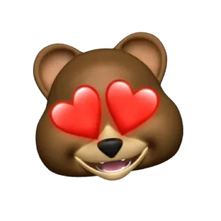 🐻 5f7243b6 urso, emoji, corações, amor, animal whatsapp sticker