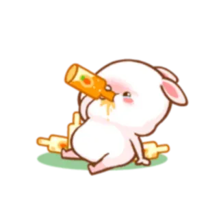 💔 2617f53f fofo, coelho, animal, kawaii, bebendo whatsapp sticker
