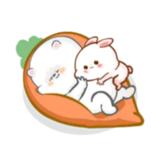 ❤ 6c4b2bdb coelho, fofo, cenoura, dormir, desenho animado, kawaii whatsapp sticker