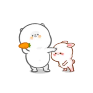 🚫 782ccbb5 urso, coelho, cenoura, fofo, desenho animado whatsapp sticker