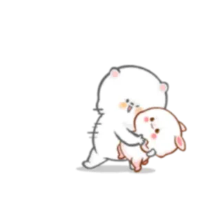 💃 78c9a18a urso, coelho, desenho animado, fofo, adesivo, abraço whatsapp sticker
