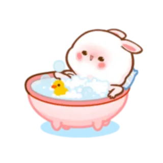 🛀 7c1af1db coelho, banho, fofo, pato, animal whatsapp sticker