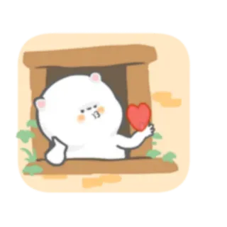 💝 7e2591d9 fofo, urso, coração, janela, desenho animado, amor, adorável whatsapp sticker