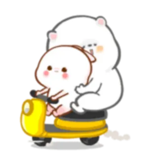 🛒 8d8c9515 urso, coelho, ciclomotor, desenho animado, fofo, animais, transporte whatsapp sticker