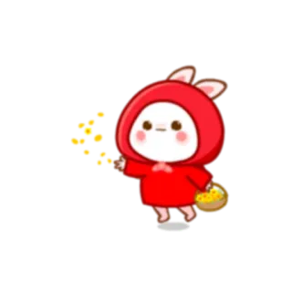 ☄ a28dfa2a fofo, desenho animado, coelho, capuchinho vermelho, kawaii whatsapp sticker