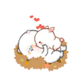 💗 aa36480d amor, fofo, animais, coelho, urso, corações whatsapp sticker