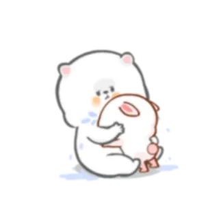 🤗 b7cff3e2 urso, coelho, abraçando, chorando, tristeza, amizade, conforto whatsapp sticker