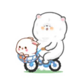 💗 f474cfcb adesivo, desenho animado, animal, coelho, urso, bicicleta whatsapp sticker