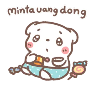 😟 9e0d1ad8 Minta uang dong クマ, 可愛い, 悲しい, 懇願, お金, インドネシア telegram sticker