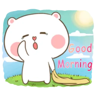 😊 2aea23e2 Good Morning beruang, imut, selamat pagi, salam telegram sticker