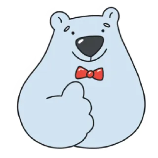👍 554d4e36 bear, bowtie, cartoon, sticker, animal, thumbs up, cute telegram sticker