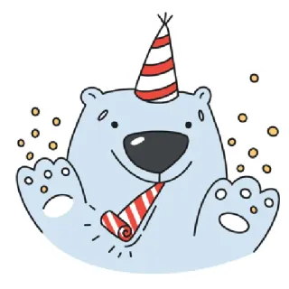 🥳 77d83686 polar bear, party, celebration, cartoon, animal, sticker, confetti, party hat telegram sticker