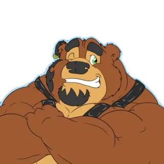 😬 84a076f6 熊, 卡通, 肌肉, 毛茸茸, 拟人 telegram sticker