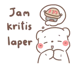 💬 44d7e16c Jam kritis laper orso, cibo, affamato, carino, pranzo, cartone animato telegram sticker
