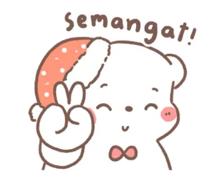 💬 69ab92d9 semangat! carino, orso, segno di pace, kawaii, motivazione, incoraggiamento telegram sticker