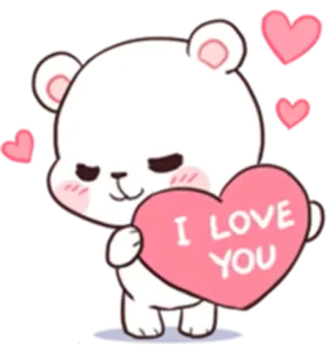 🙆‍♀️ 1a6c1522 I LOVE YOU niedźwiedź, miłość, serce, słodkie, kreskówka telegram sticker