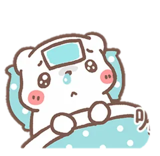 🧺 0b1f390d медведь, больной, грустный, термометр, мультфильм, иллюстрация, милый whatsapp sticker