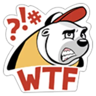 😧 69905142 WTF niedźwiedź, kreskówka, zły, wyraz, tekst, wtf telegram sticker