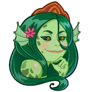 🐸 0e9dcb5b putri duyung, fantasi, hijau, stiker, ikan, wanita telegram sticker
