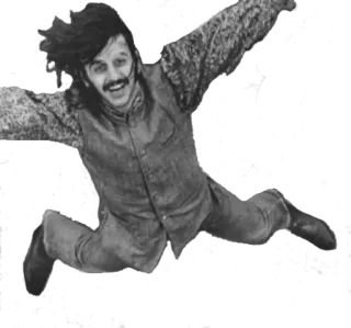 👐 5d5a2f5f Ringo Starr Ringo Starr, The Beatles, musician, drummer, celebrity, black and white telegram sticker