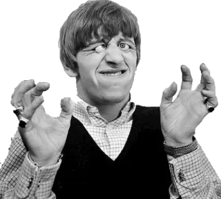 🙄 dc38d26e Ringo Starr Ringo Starr, The Beatles, musician, pop culture, black and white, funny face, goofy telegram sticker