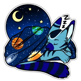 😴 5097fa50 ZZZ 고양이, 자는, 귀여운, 행성, 별, 밤, 우주, 만화 telegram sticker