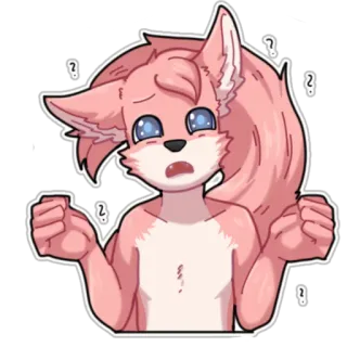 ❓ 09b97ccb furry, animal, pink, character, confused, question, cute, kawaii telegram sticker