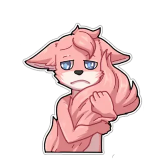 🙁 0bbed4d0 fox, animal, cute, sad, pink, furry telegram sticker