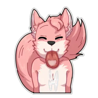 👅 3e9701db anthropomorphic, fox, cartoon, sticker, pink, cute, animal telegram sticker