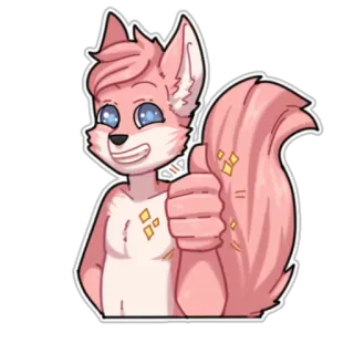 👍 3fdee3ac furry, anthropomorphic, fox, thumbs up, character, cute, pink telegram sticker