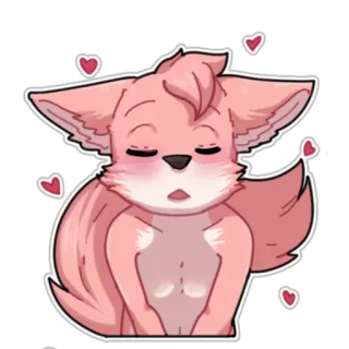 😘 cf96dea1 animal, fox, cute, pink, hearts, cartoon, furry, kawaii telegram sticker