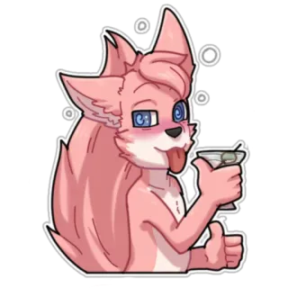 🍸 db0d5c89 furry, anthropomorphic, animal, cute, cartoon, cocktail, drinking telegram sticker