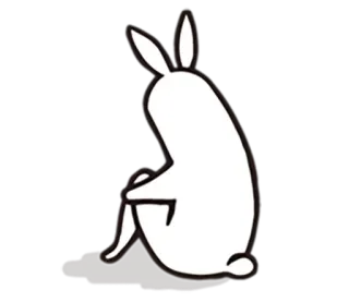 😥 795c21e3 кролик, грустный, белый, животное, сидящий, силуэт telegram sticker