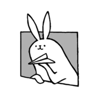 📄 af50f7de кролик, бумажный самолетик, мультфильм, животное, милый, наклейка telegram sticker