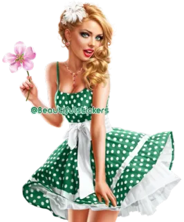 🌸 3029a6e2 @BEAUTIFULSTICKERS femme, robe, fleur, vintage, illustration telegram sticker