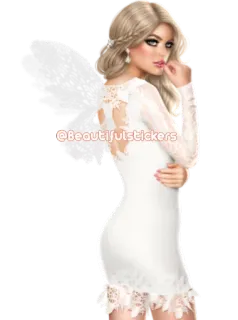 🧚‍♀ 4fcc1002 @beautifulstickers ange, femme, ailes, robe blanche, autocollant, belle telegram sticker