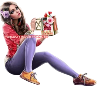 💕 9fcb2e9b BEAUTIFULSTICKERS femme, fleurs, courrier d'amour, autocollant, art numérique, roses telegram sticker